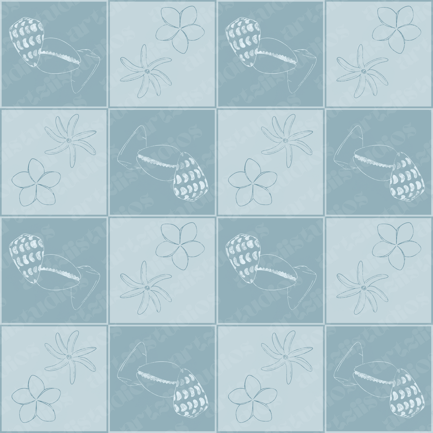 Shells and Pua Quilt Repeat Surface Pattern