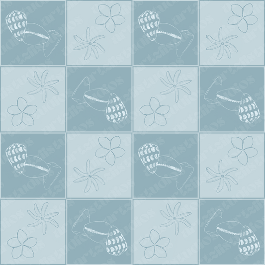 Shells and Pua Quilt Repeat Surface Pattern