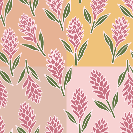 Pink Ginger Flower Repeat Surface Pattern for Shop Reiko