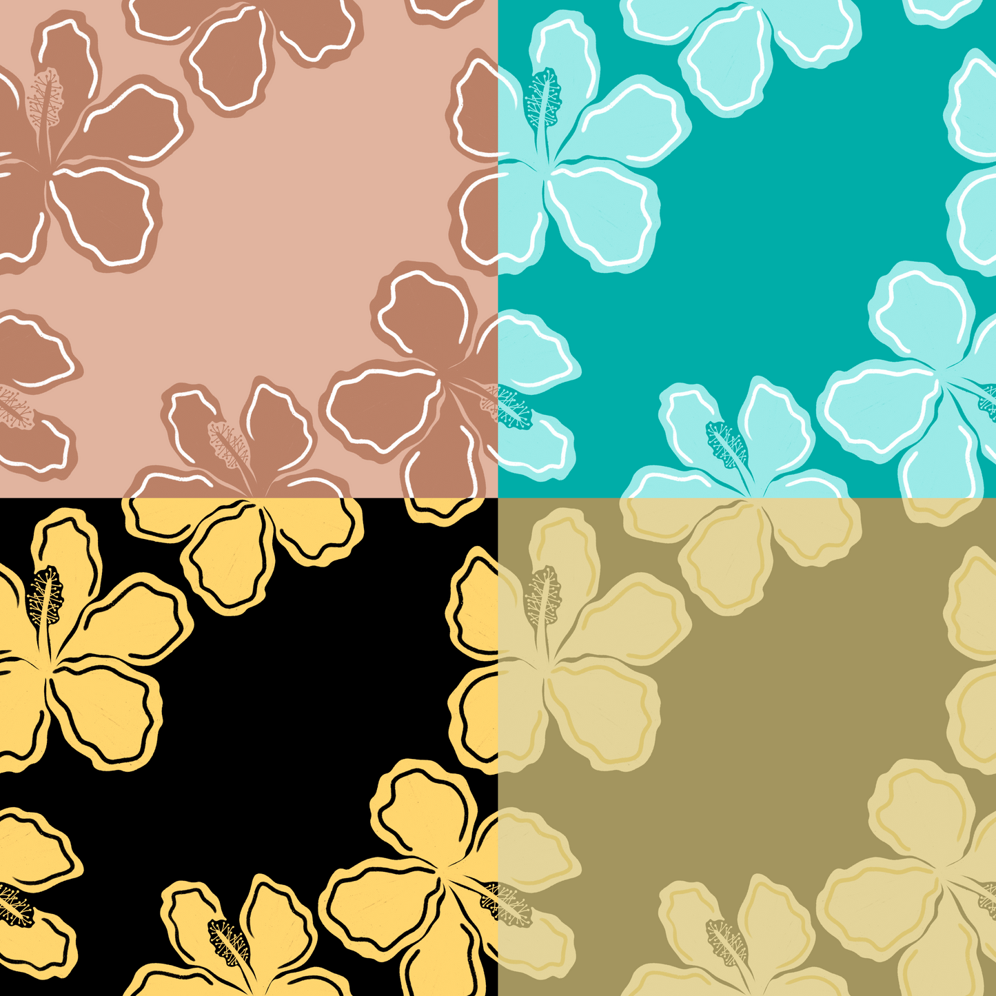 Summer Hibiscus Repeat Surface Pattern