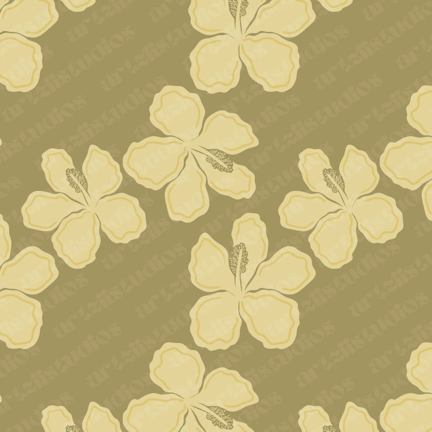 Summer Hibiscus Repeat Surface Pattern