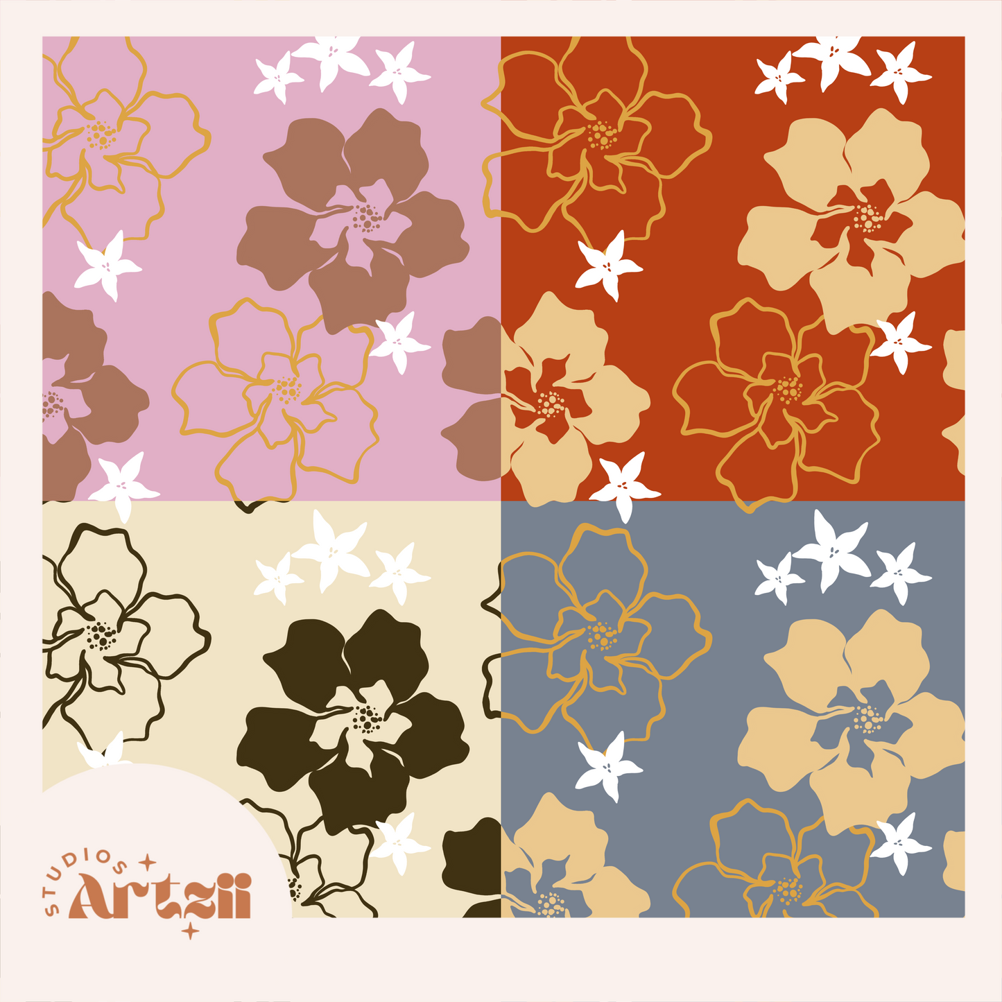 Summer Hibiscus Repeat Surface Pattern #104