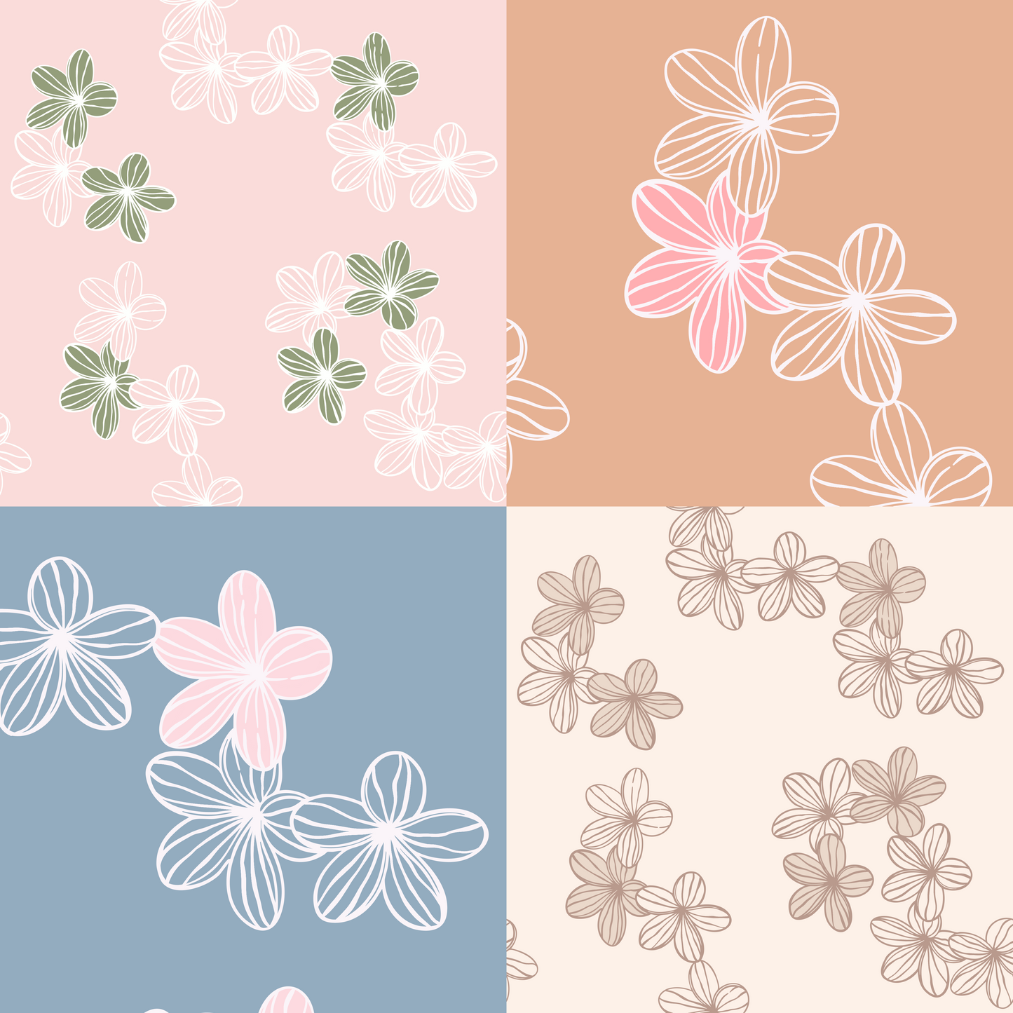 Trio Plumeria Repeat Surface Pattern