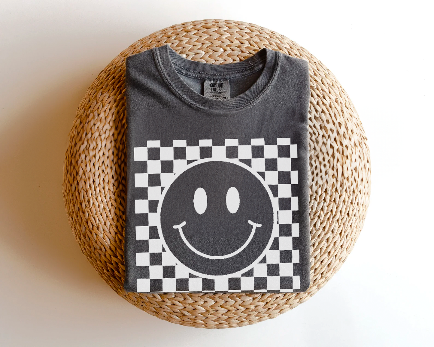 Checkered Smiley Face Tee