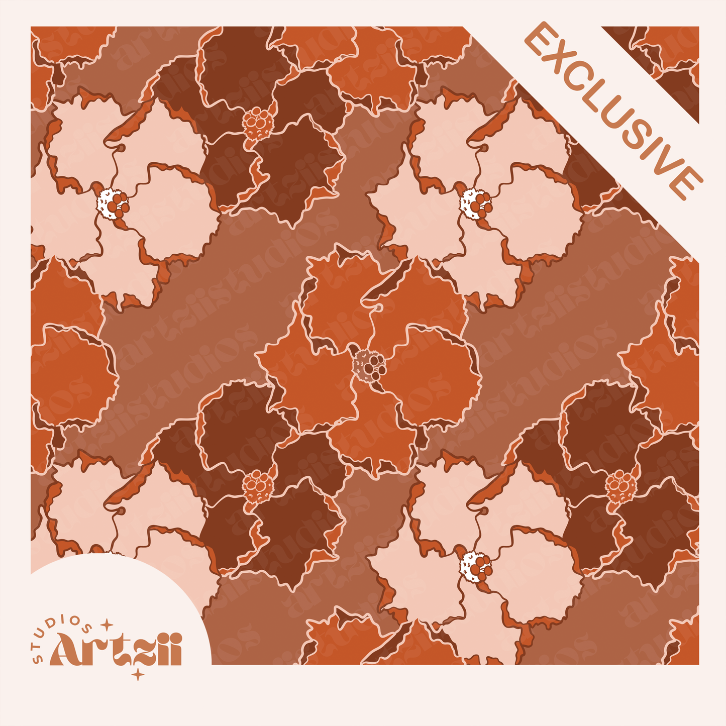 Fun Hibiscus Repeat Surface Pattern #44