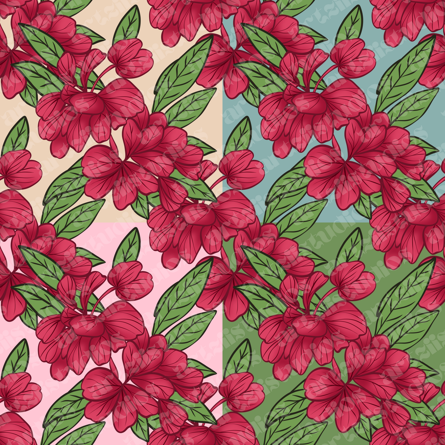 Aalii Flower Repeat Surface Pattern for D&A Fash