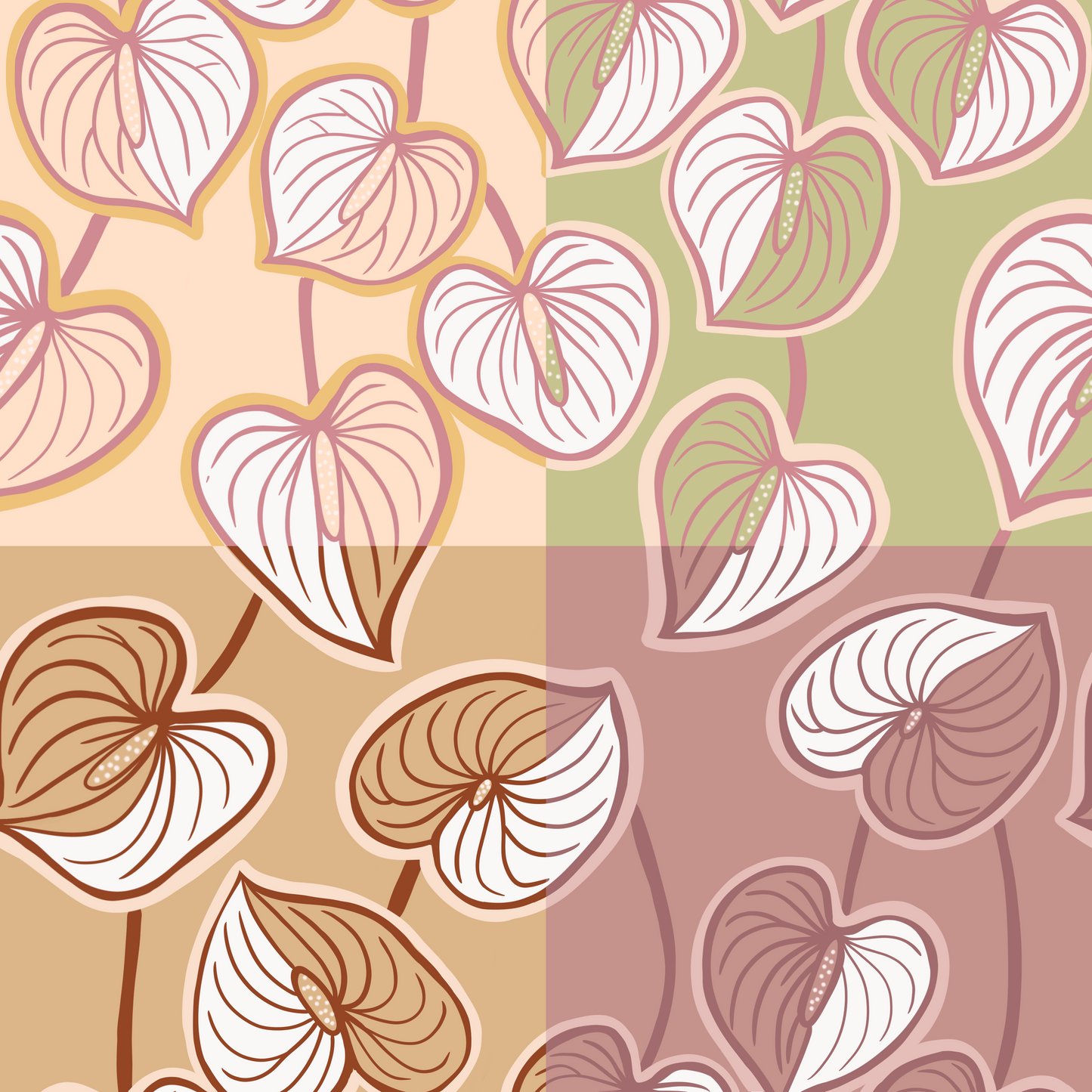 Dreamy Anthurium Repeat Surface Pattern