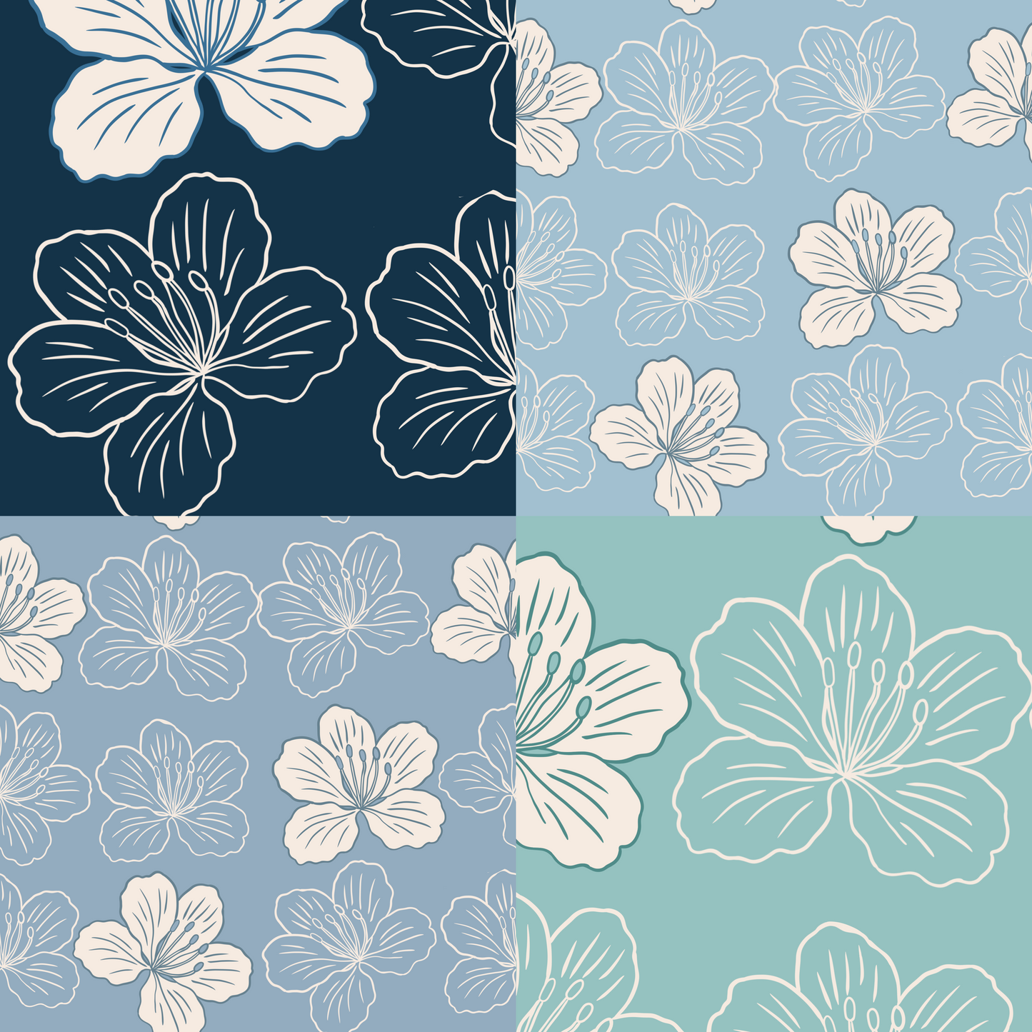 Blue Blossom Repeat Surface Pattern