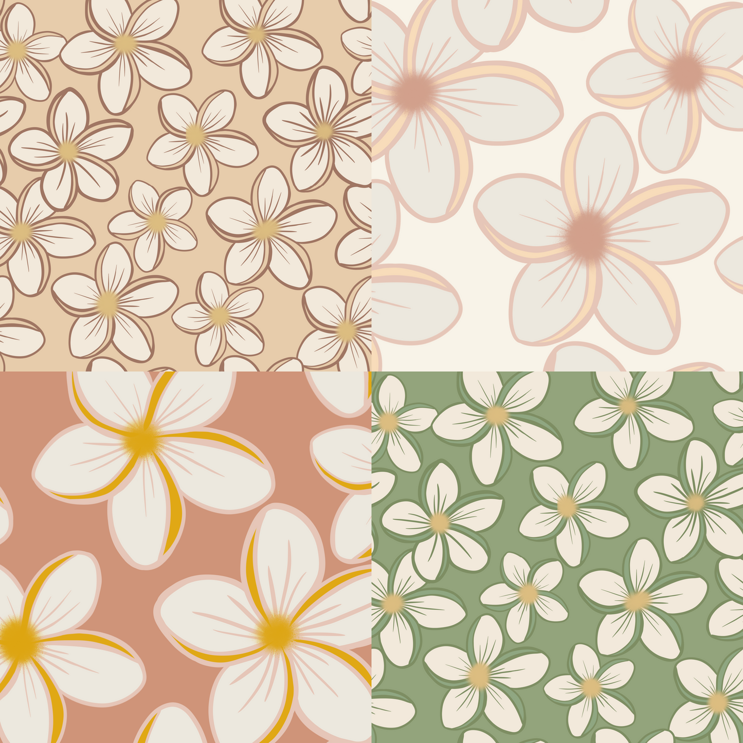 Butter Plumeria Repeat Surface Pattern