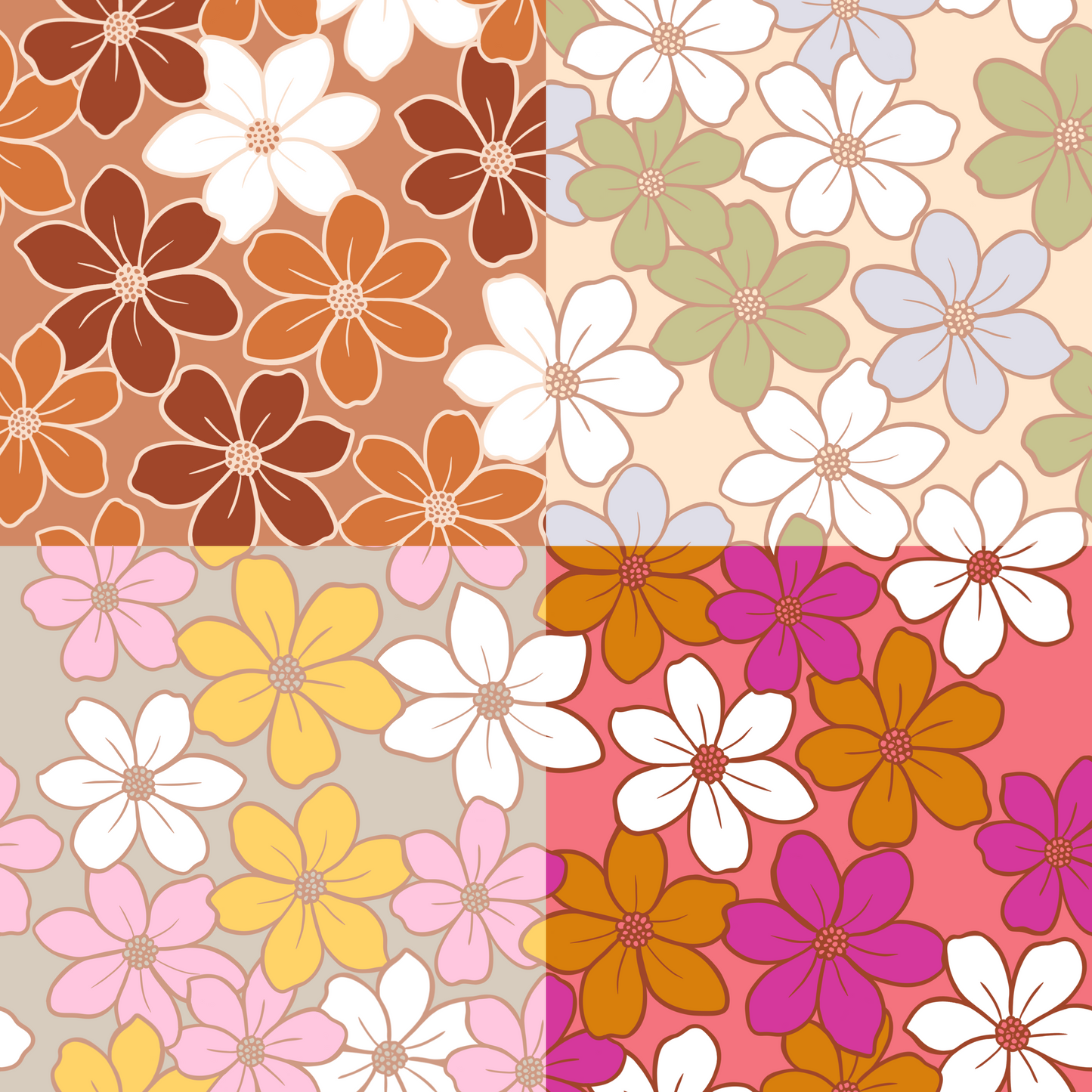 Fall Daisy Repeat Surface Pattern