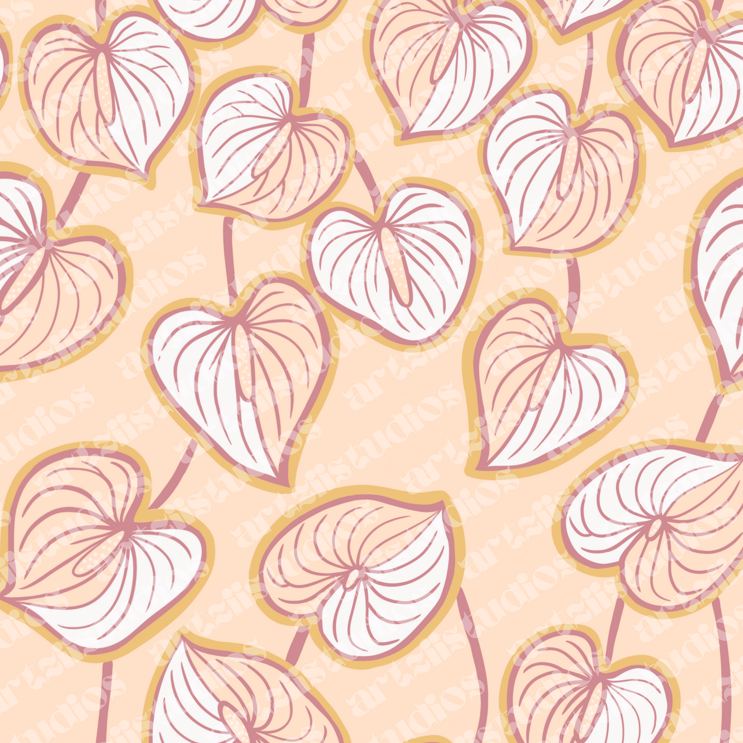 Dreamy Anthurium Repeat Surface Pattern