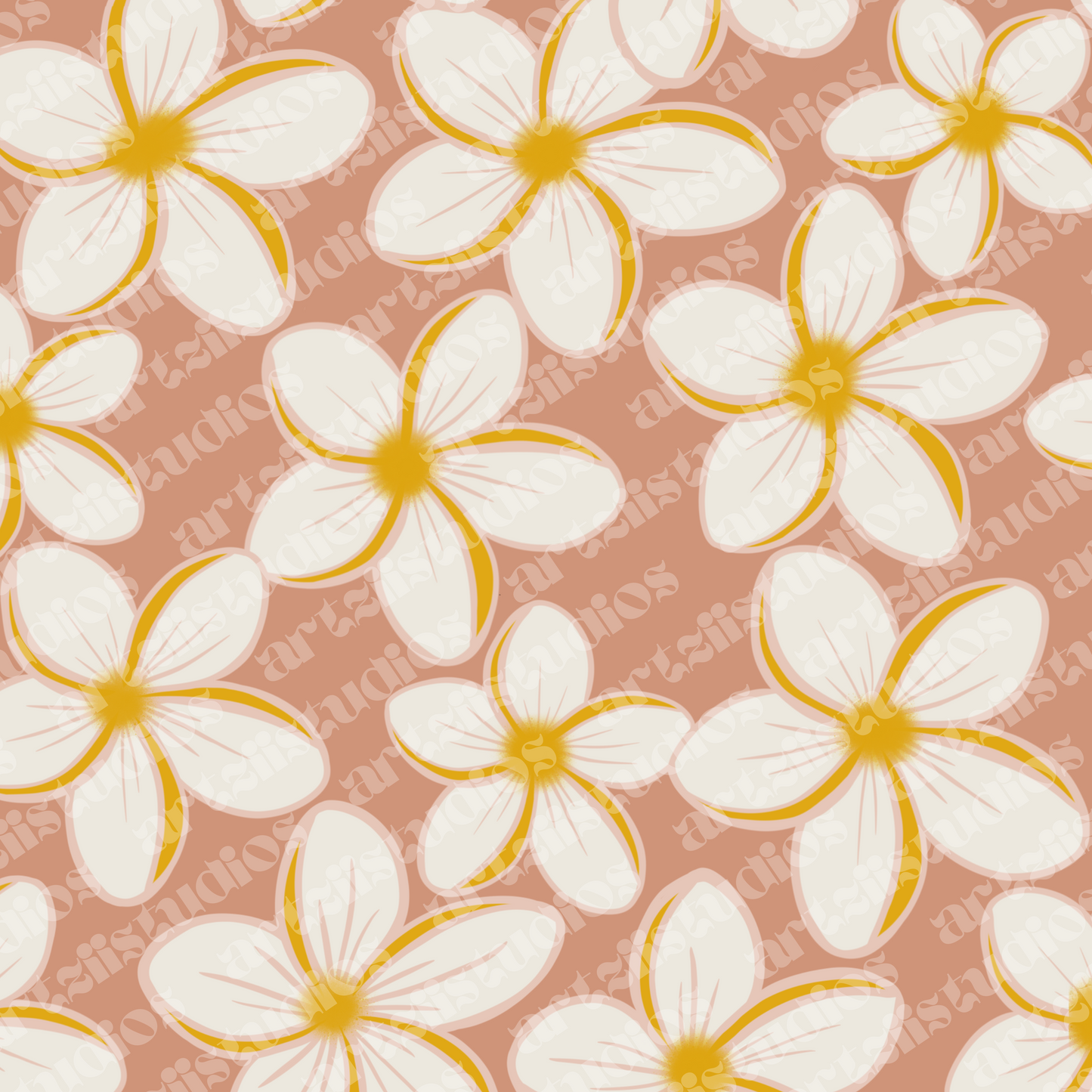 Butter Plumeria Repeat Surface Pattern