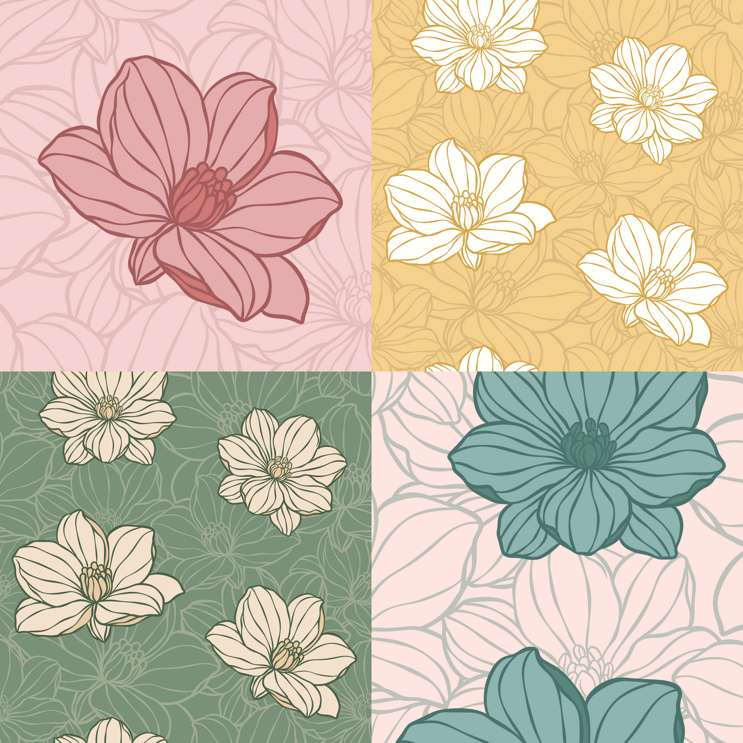 Jasmine Bloom Repeat Surface Pattern