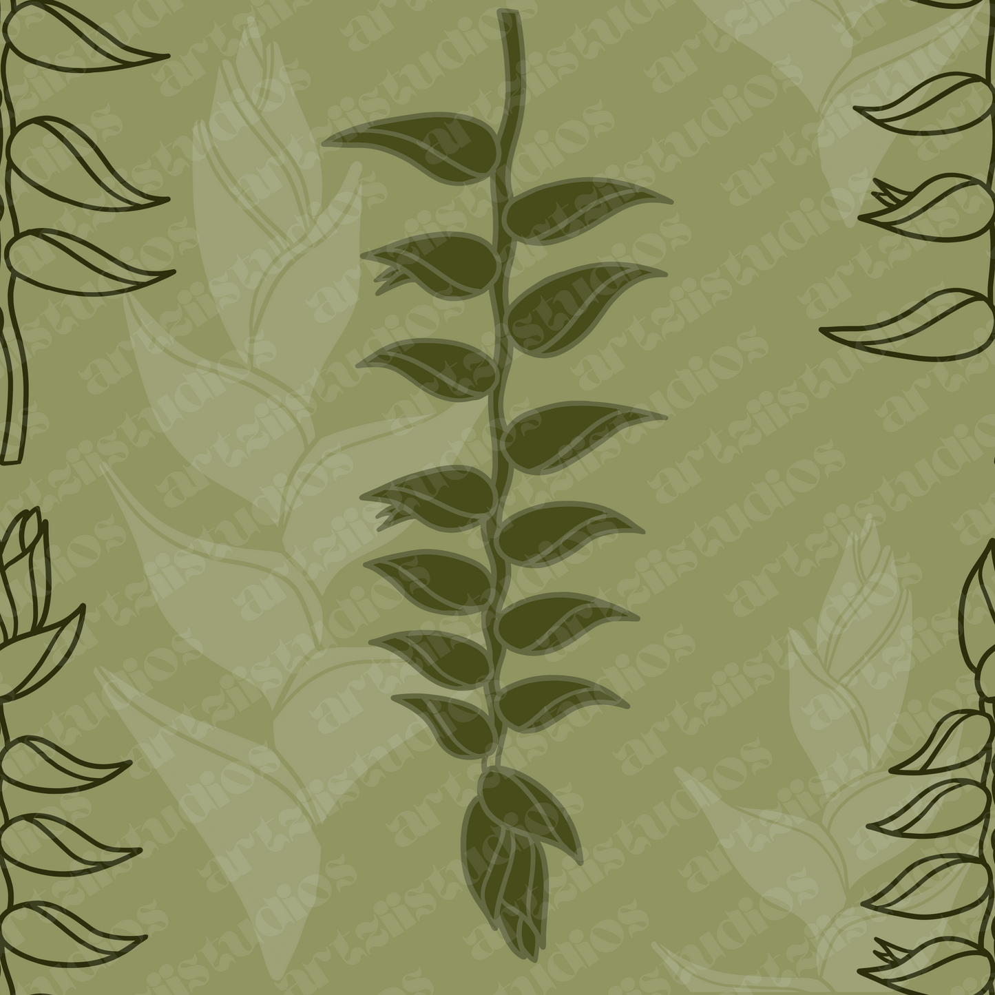 Tiare, Plumeria, Gardenia, Heliconia, and Hibiscus Surface Pattern for Kailanaho