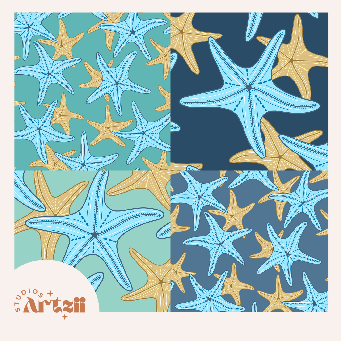 Coastal Starfish Repeat Surface Pattern #1137