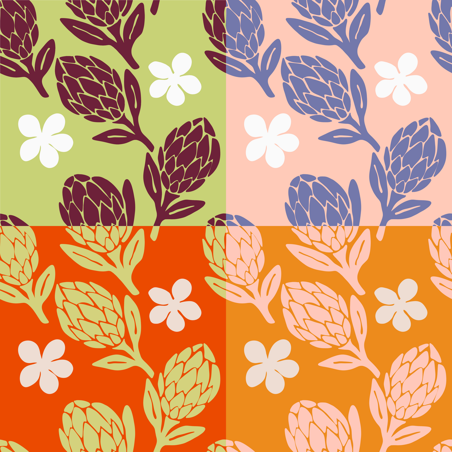Playful Protea Repeat Surface Pattern