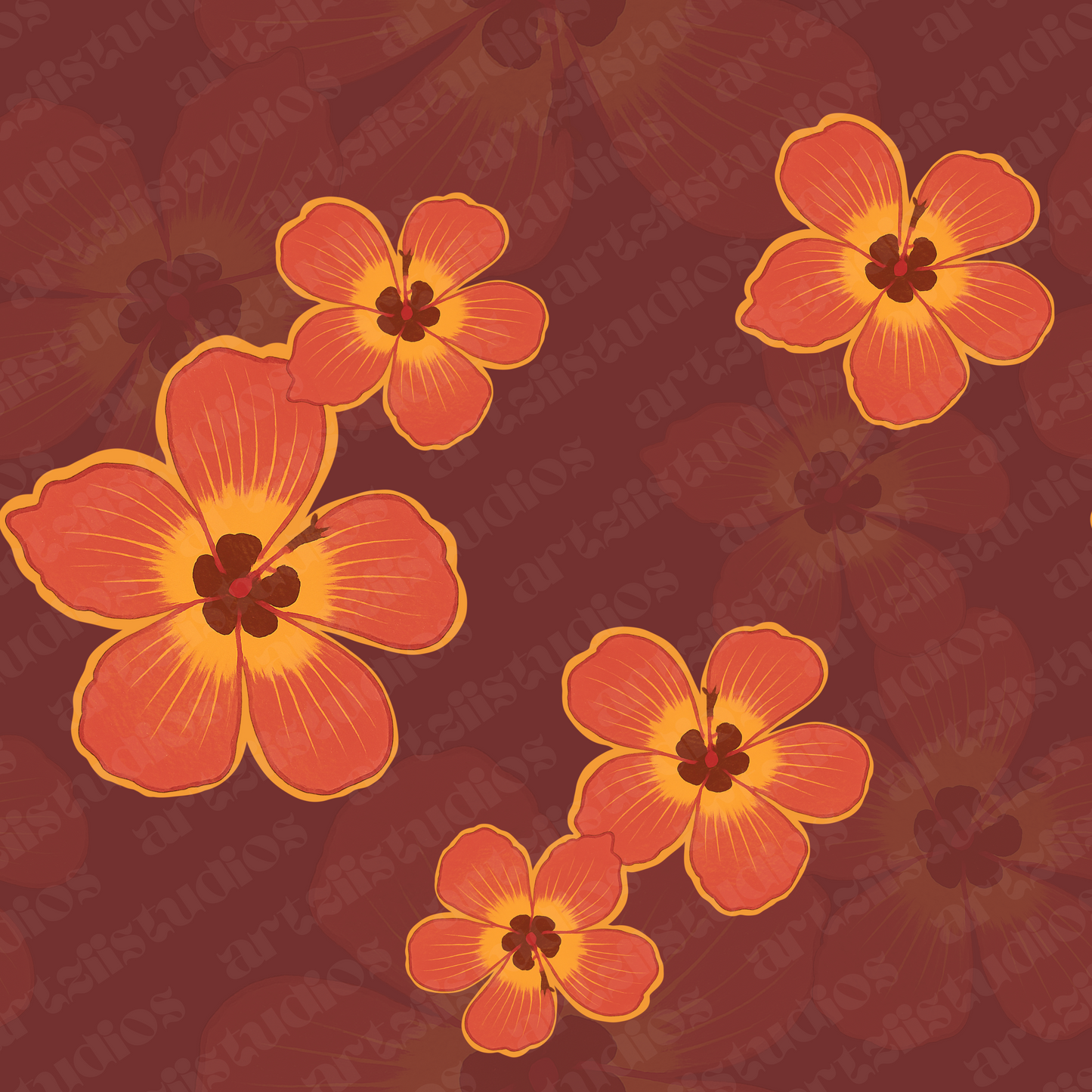 Bright Hau Flower Repeat Pattern
