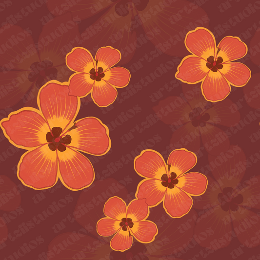 Bright Hau Flower Repeat Pattern