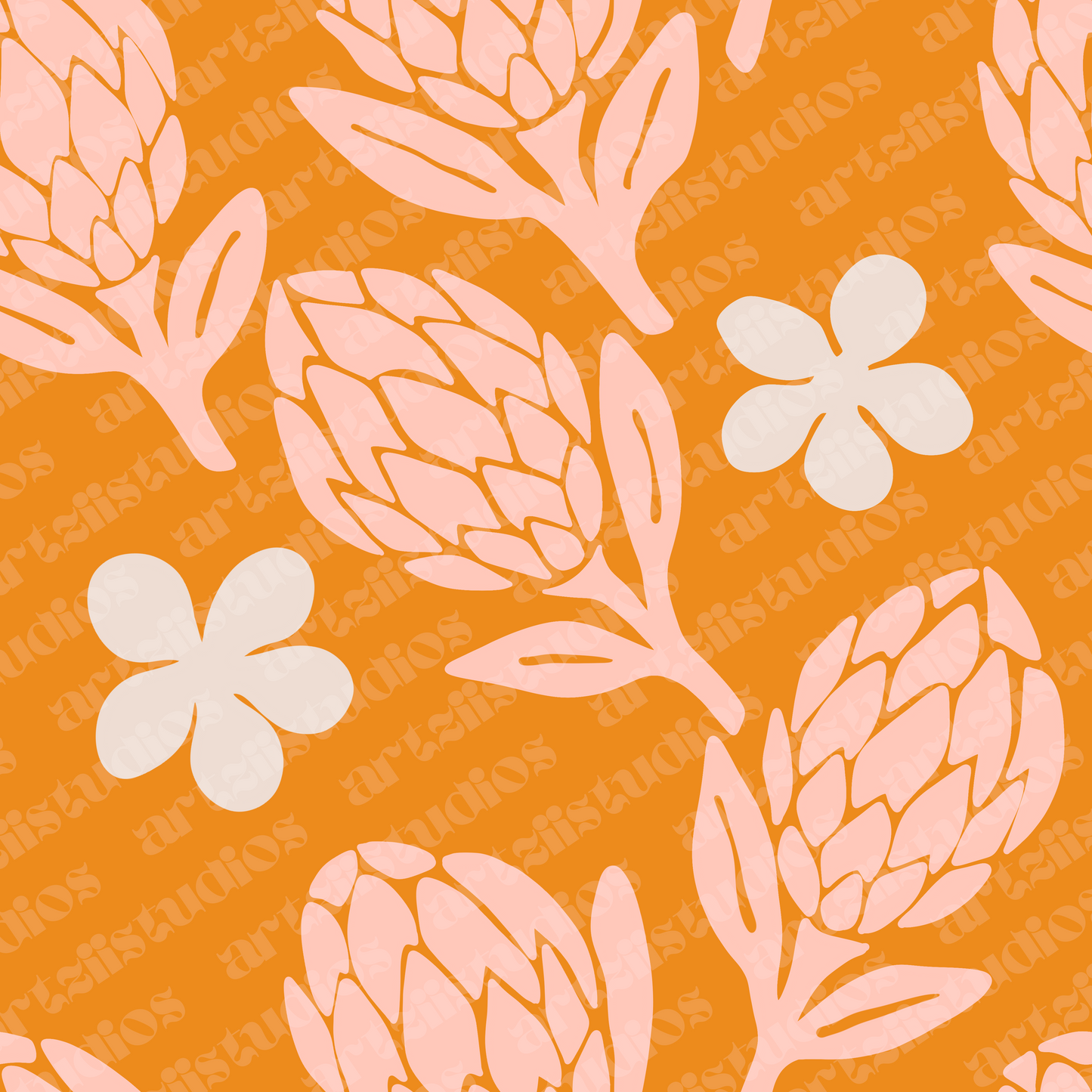 Playful Protea Repeat Surface Pattern