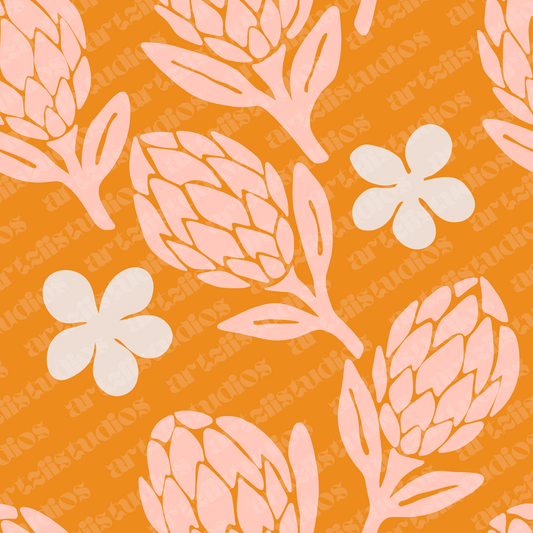 Playful Protea Repeat Surface Pattern