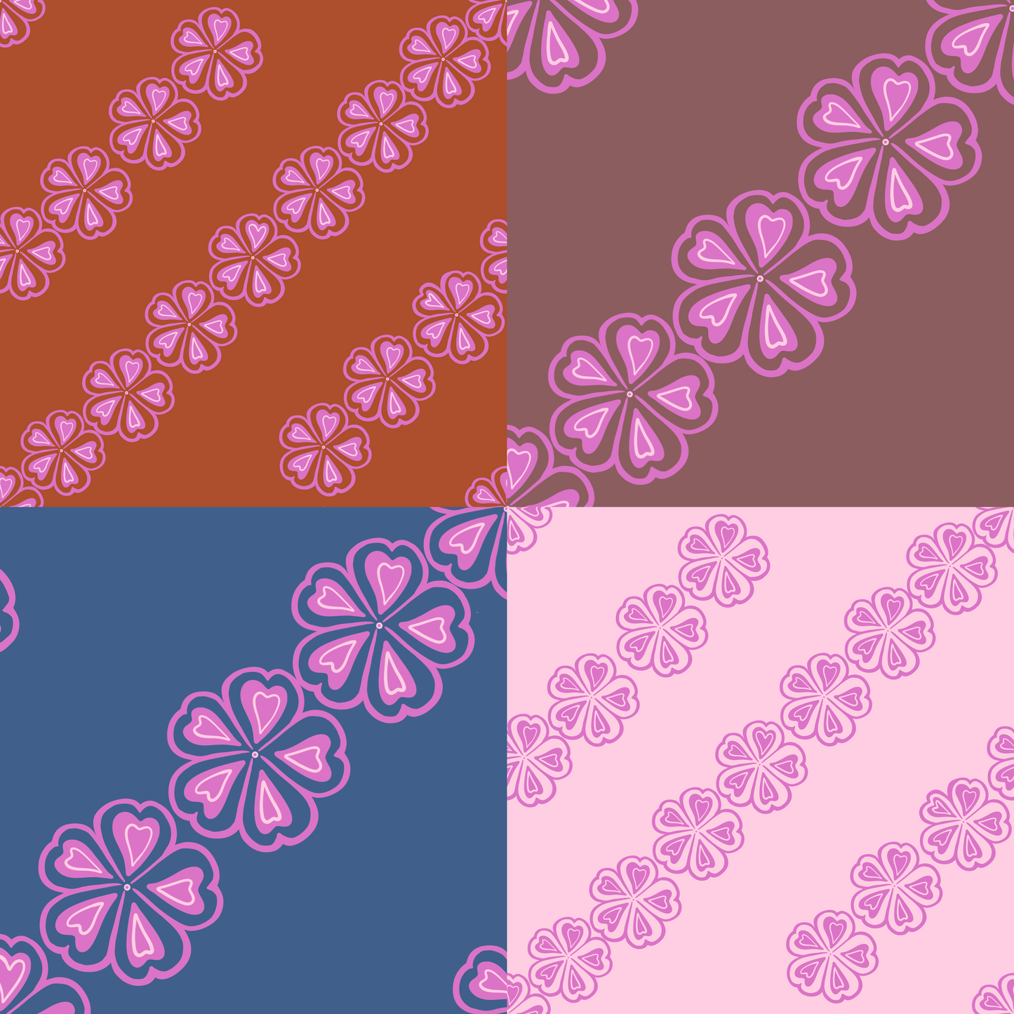 Valentine Retro Flower Repeat Surface Pattern