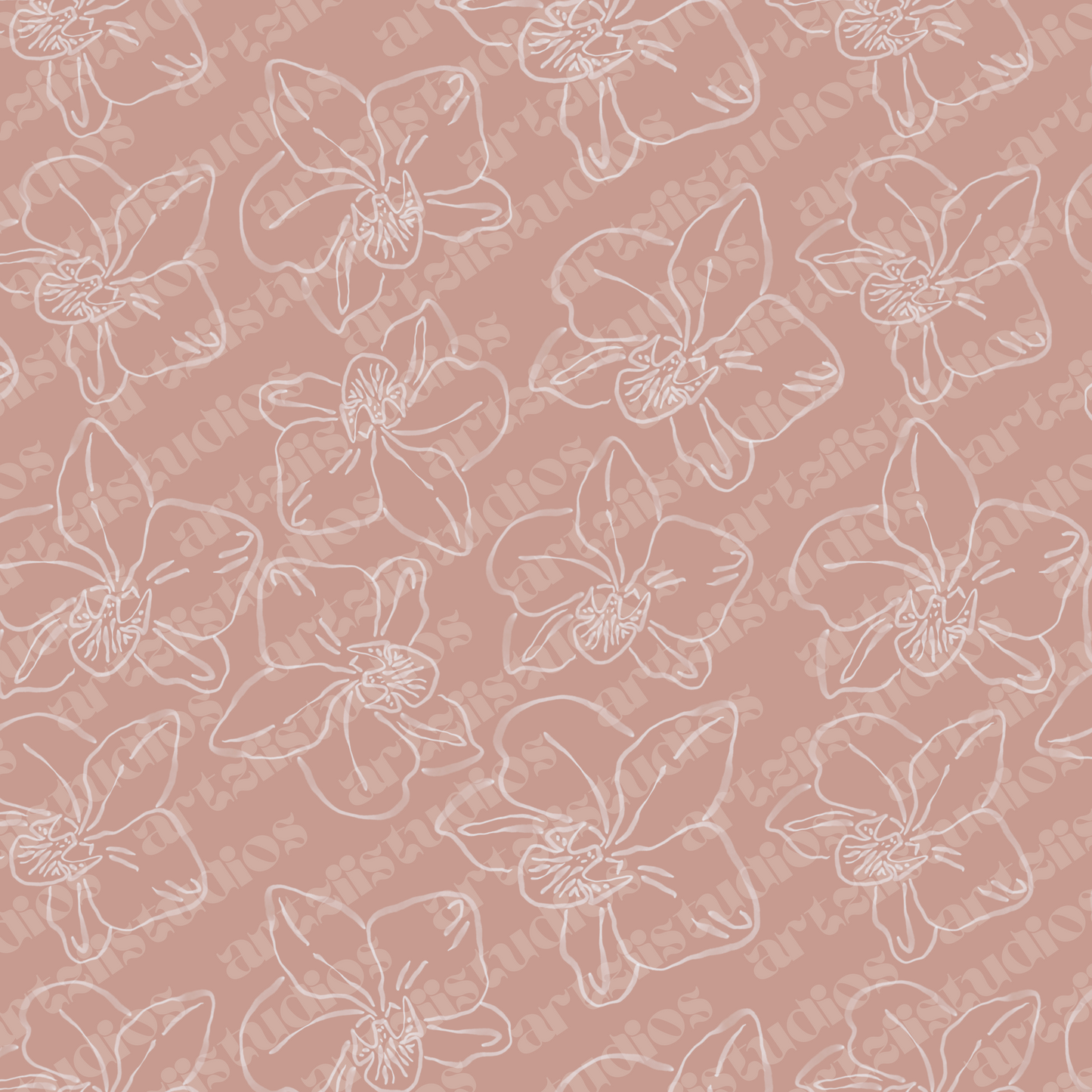 Water Sketch Orchid Repeat Surface Pattern