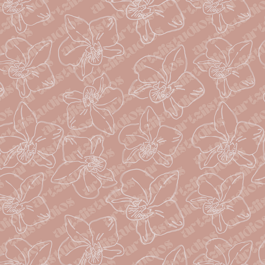 Water Sketch Orchid Repeat Surface Pattern