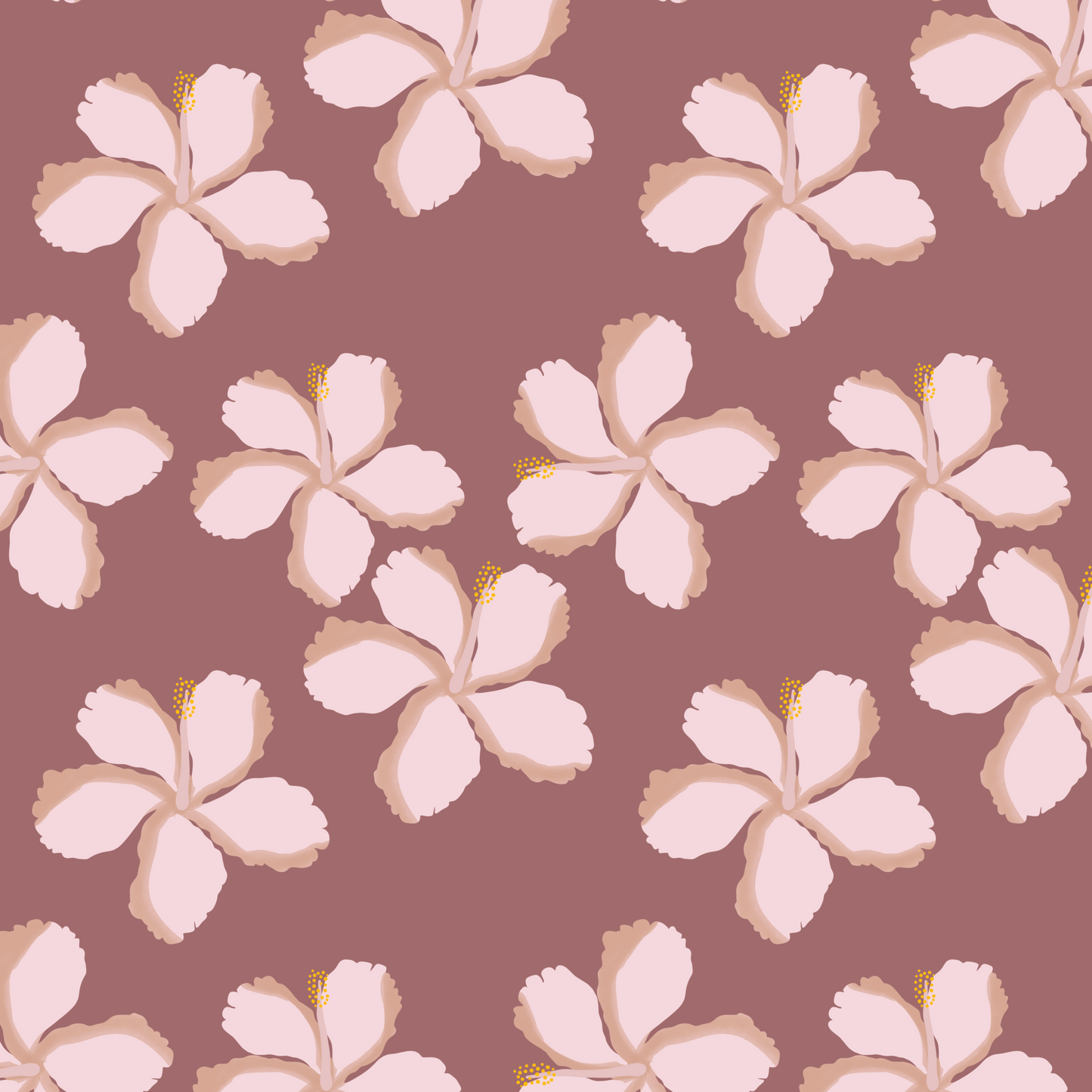 Watercolor Hibiscus Repeat Surface Pattern