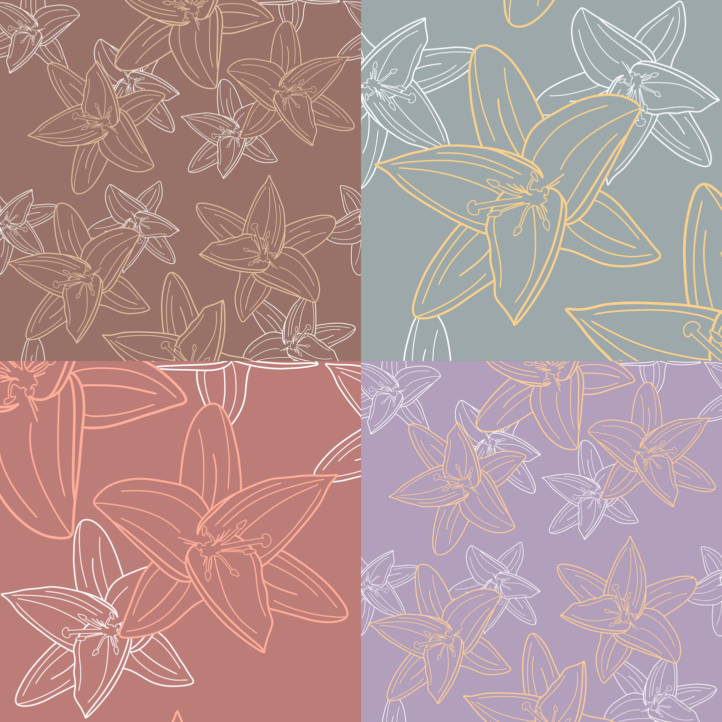 White Lilies Repeat Surface Pattern