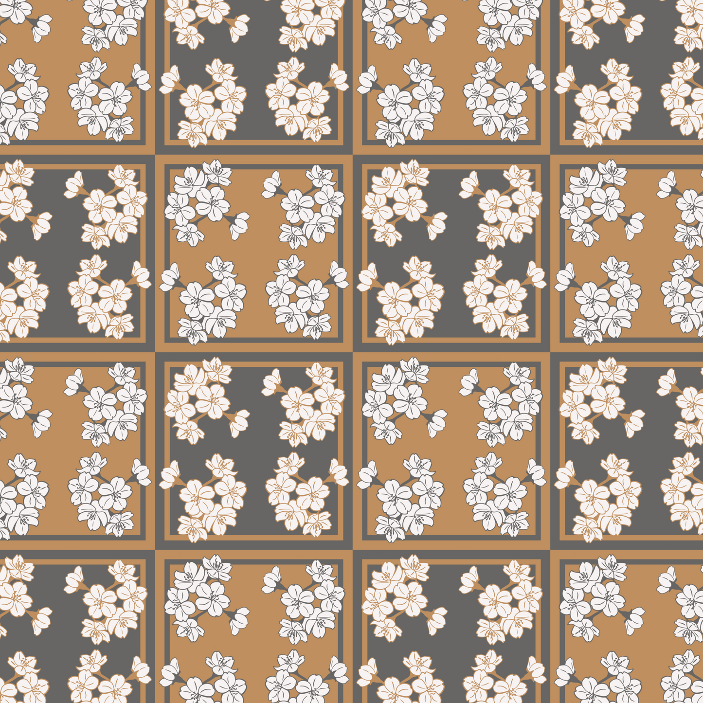 Cherry Blossom Squares Repeat Surface Pattern