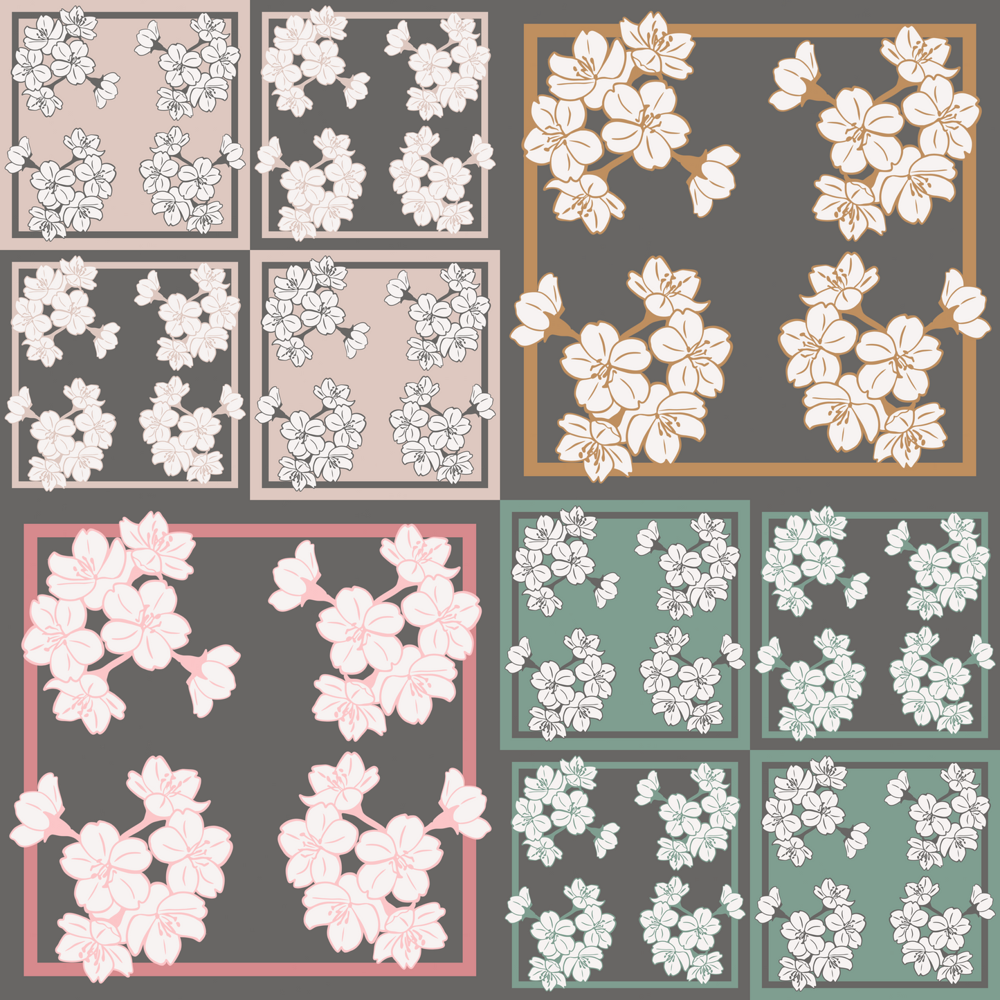 Cherry Blossom Squares Repeat Surface Pattern