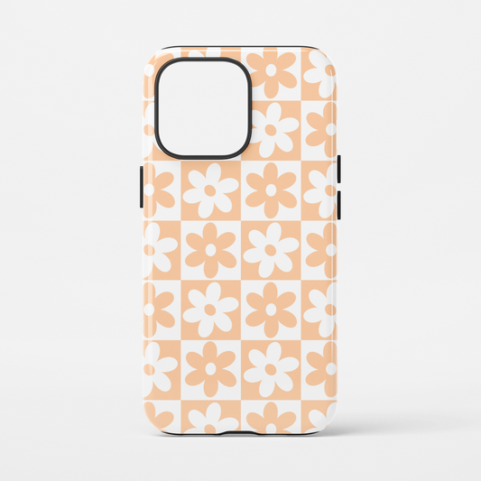 Checkered Daisy Phone Case-Orange