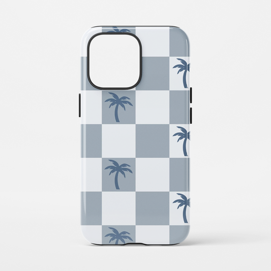Checkered Palm Tree Phone Case-Blue