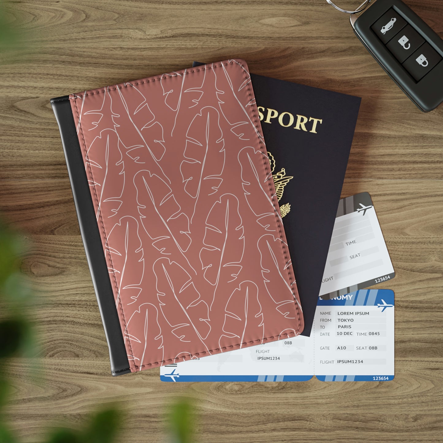 Breeze Print Passport Cover-Mauve